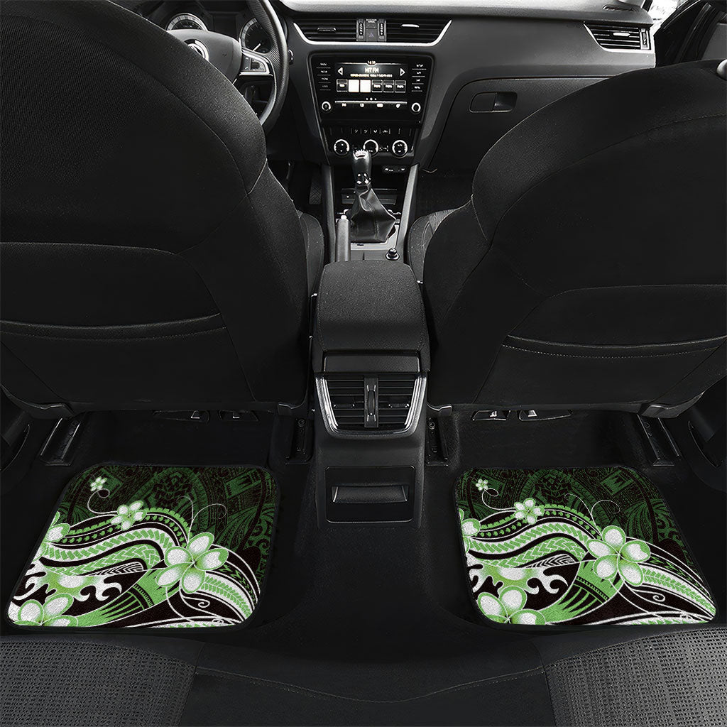 Green Black Aloha Hawaii Car Mats Polynesian Shark Tattoo Plumeria