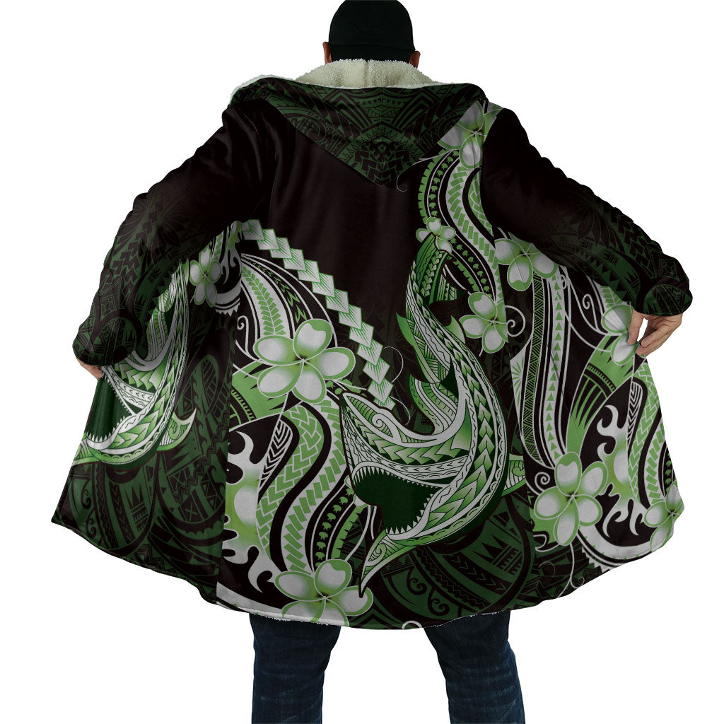 Green Black Aloha Hawaii Cloak Polynesian Shark Tattoo Plumeria