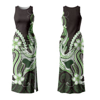 Green Black Aloha Hawaii Family Matching Tank Maxi Dress and Hawaiian Shirt Polynesian Shark Tattoo Plumeria LT14 Mom's Dress Green - Polynesian Pride