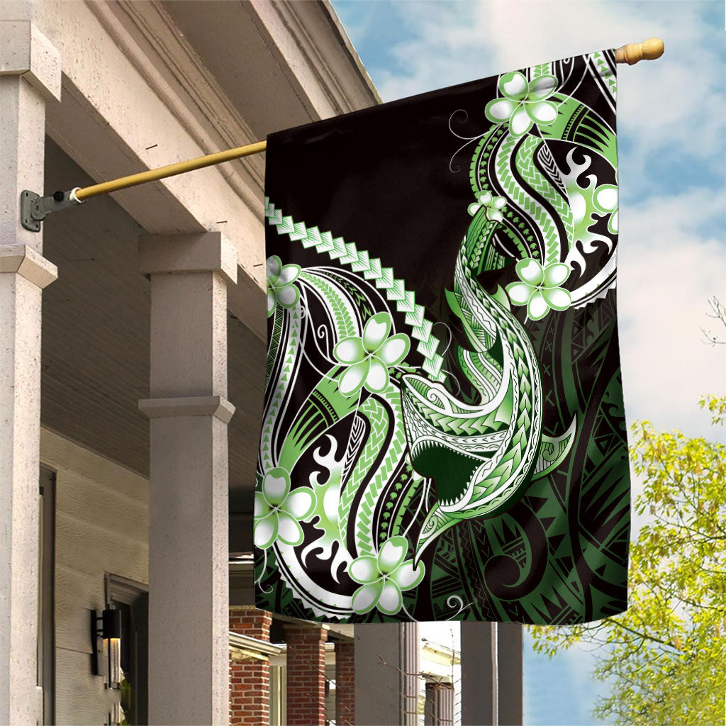 Green Black Aloha Hawaii Garden Flag Polynesian Shark Tattoo Plumeria