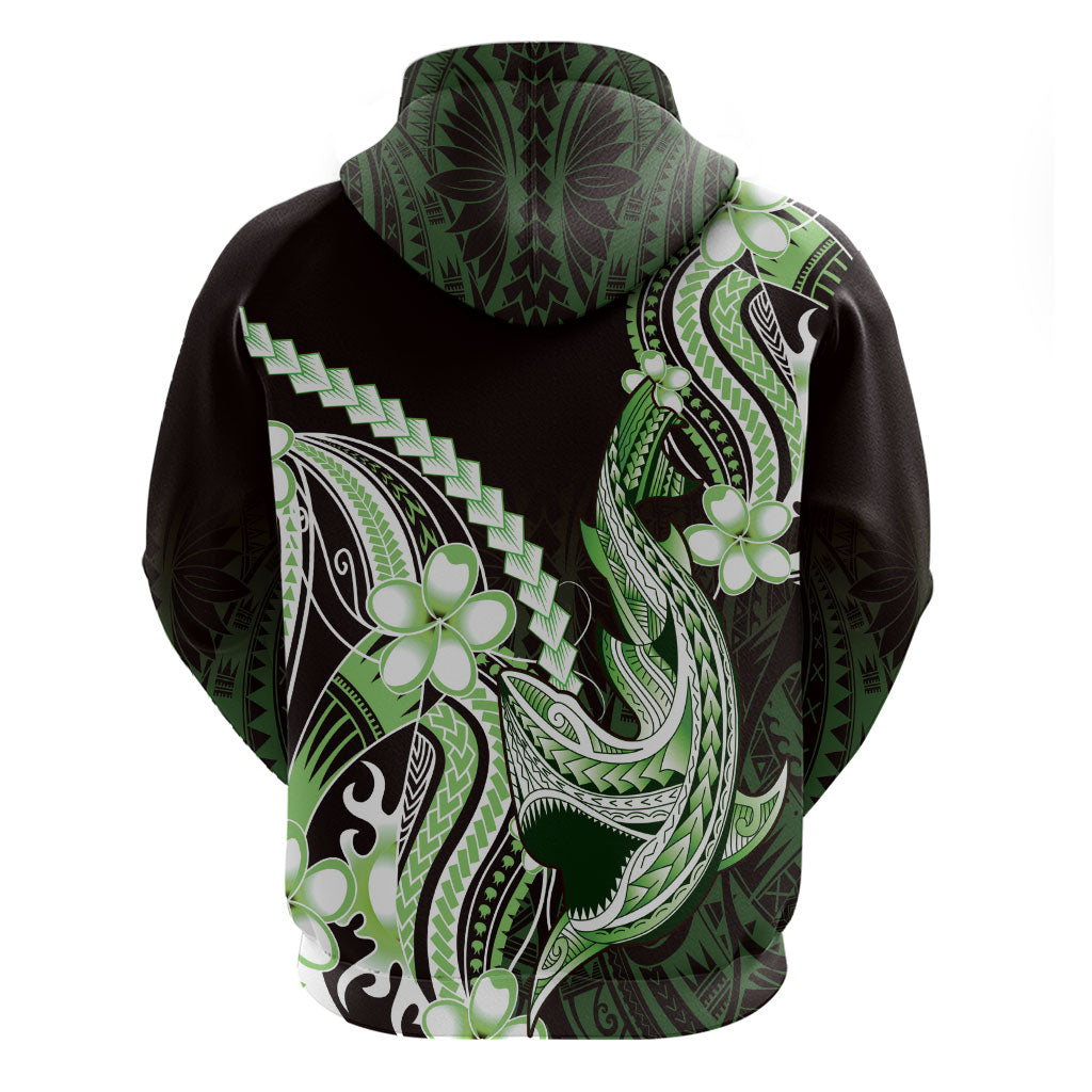 Green Black Aloha Hawaii Hoodie Polynesian Shark Tattoo Plumeria