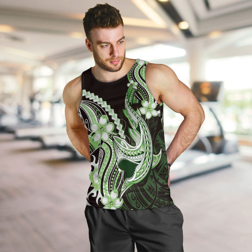 Green Black Aloha Hawaii Men Tank Top Polynesian Shark Tattoo Plumeria LT14 Green - Polynesian Pride
