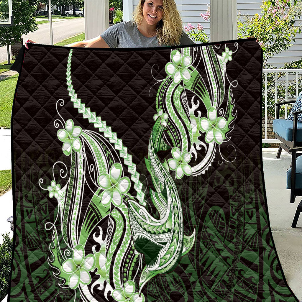 Green Black Aloha Hawaii Quilt Polynesian Shark Tattoo Plumeria
