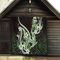 Green Black Aloha Hawaii Quilt Polynesian Shark Tattoo Plumeria