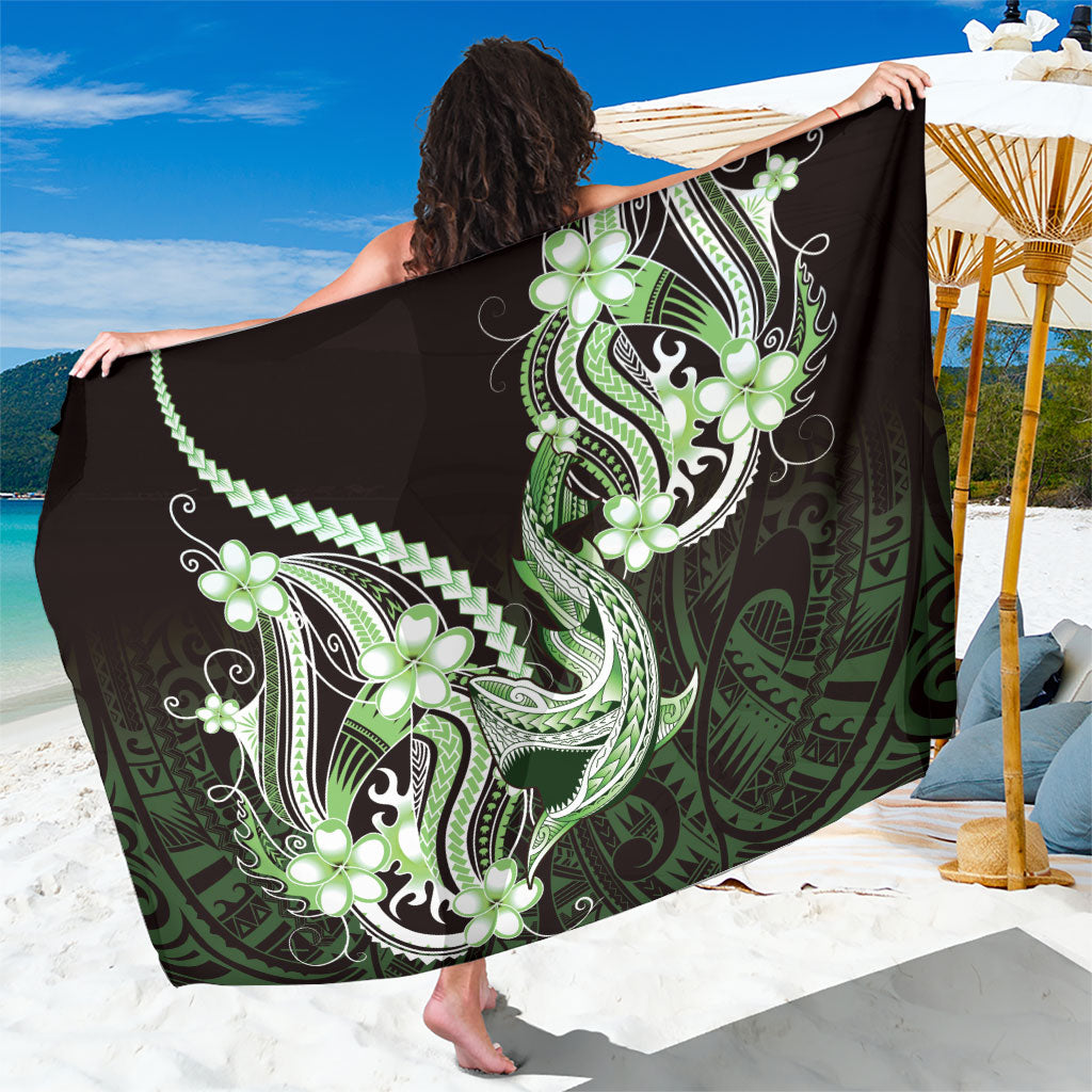 Green Black Aloha Hawaii Sarong Polynesian Shark Tattoo Plumeria LT14 One Size 44 x 66 inches Green - Polynesian Pride