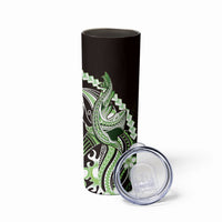 Green Black Aloha Hawaii Skinny Tumbler Polynesian Shark Tattoo Plumeria