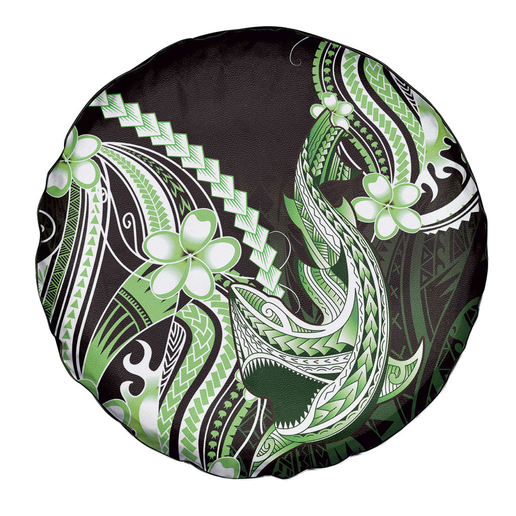 Green Black Aloha Hawaii Spare Tire Cover Polynesian Shark Tattoo Plumeria