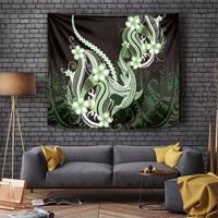Green Black Aloha Hawaii Tapestry Polynesian Shark Tattoo Plumeria
