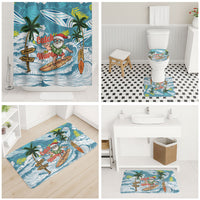 Hawaii Summer Christmas Bathroom Set Surfing Santa Shaka Catch The Wave