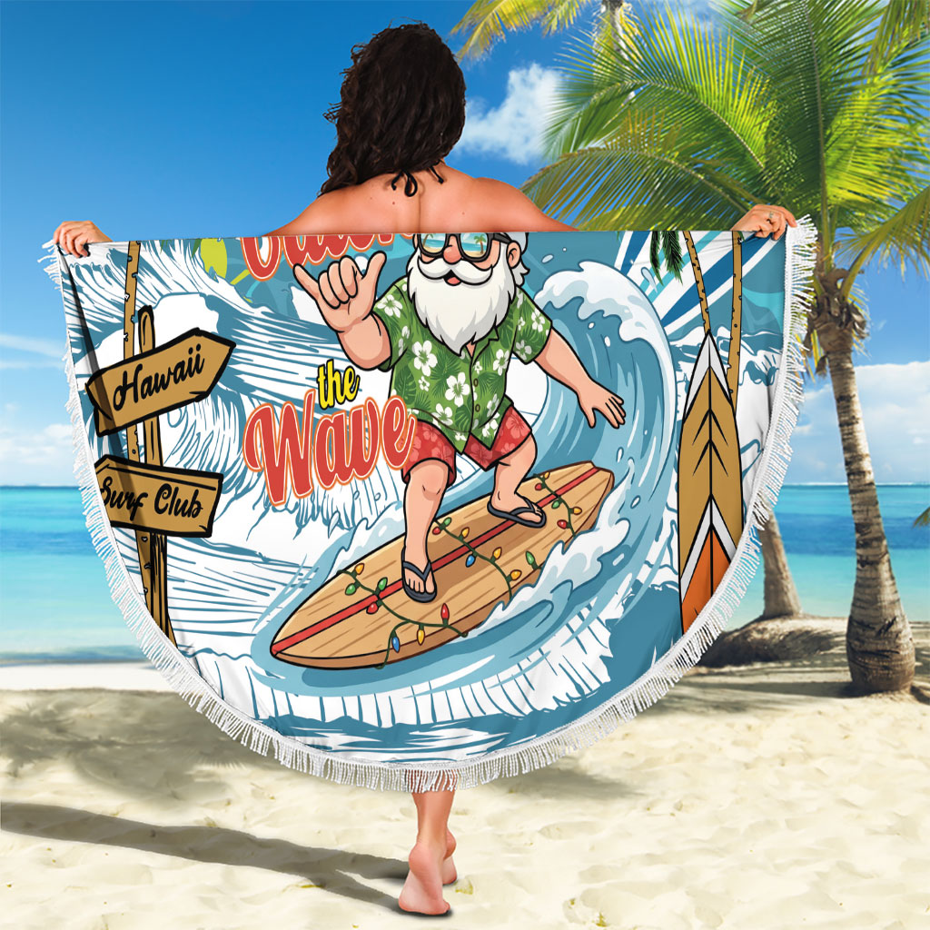 Hawaii Summer Christmas Beach Blanket Surfing Santa Shaka Catch The Wave