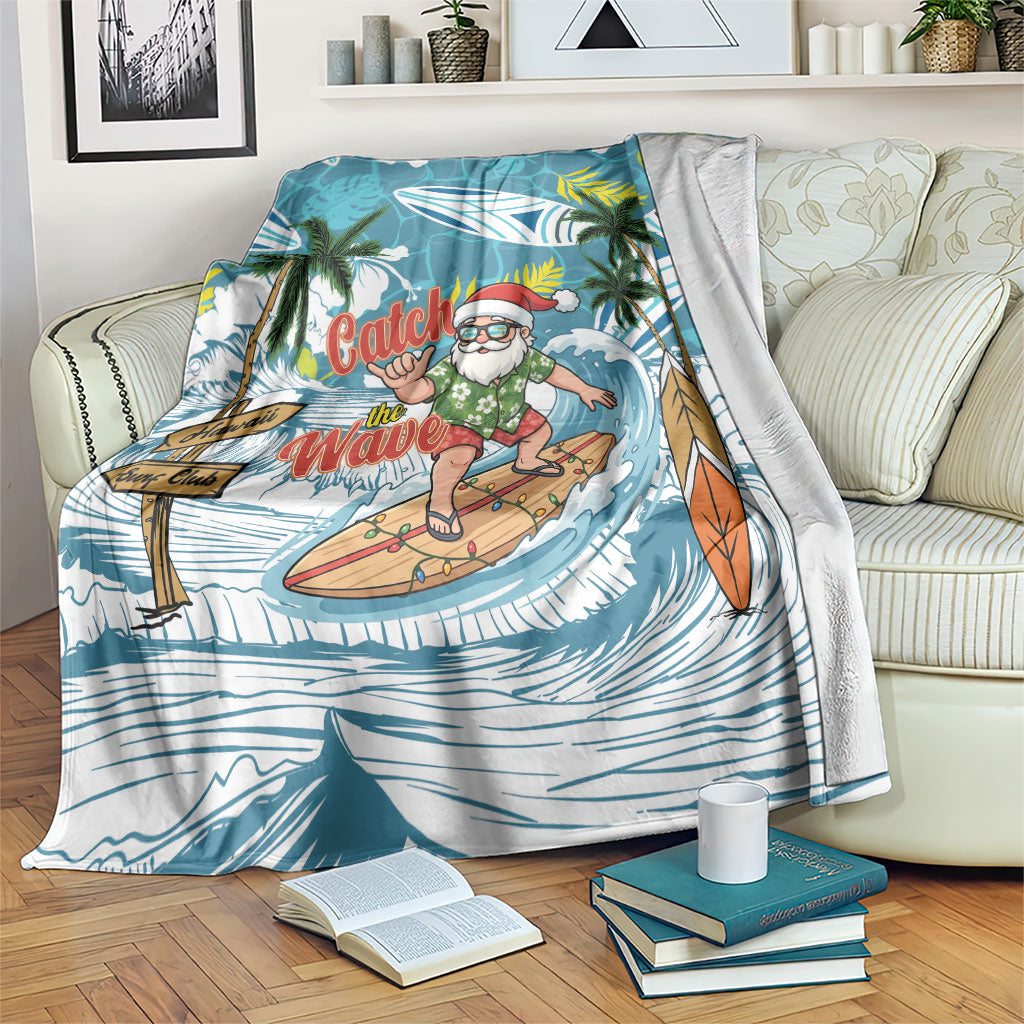 Hawaii Summer Christmas Blanket Surfing Santa Shaka Catch The Wave