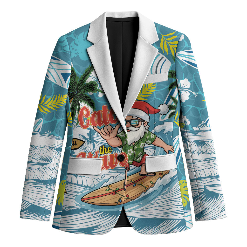 Hawaii Summer Christmas Blazer Surfing Santa Shaka Catch The Wave