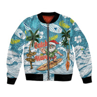Hawaii Summer Christmas Bomber Jacket Surfing Santa Shaka Catch The Wave