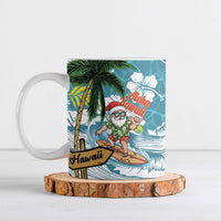Hawaii Summer Christmas Ceramic Mug Surfing Santa Shaka Catch The Wave