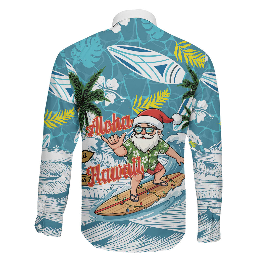 Hawaii Summer Christmas Family Matching Off Shoulder Maxi Dress and Hawaiian Shirt Surfing Santa Shaka Catch The Wave