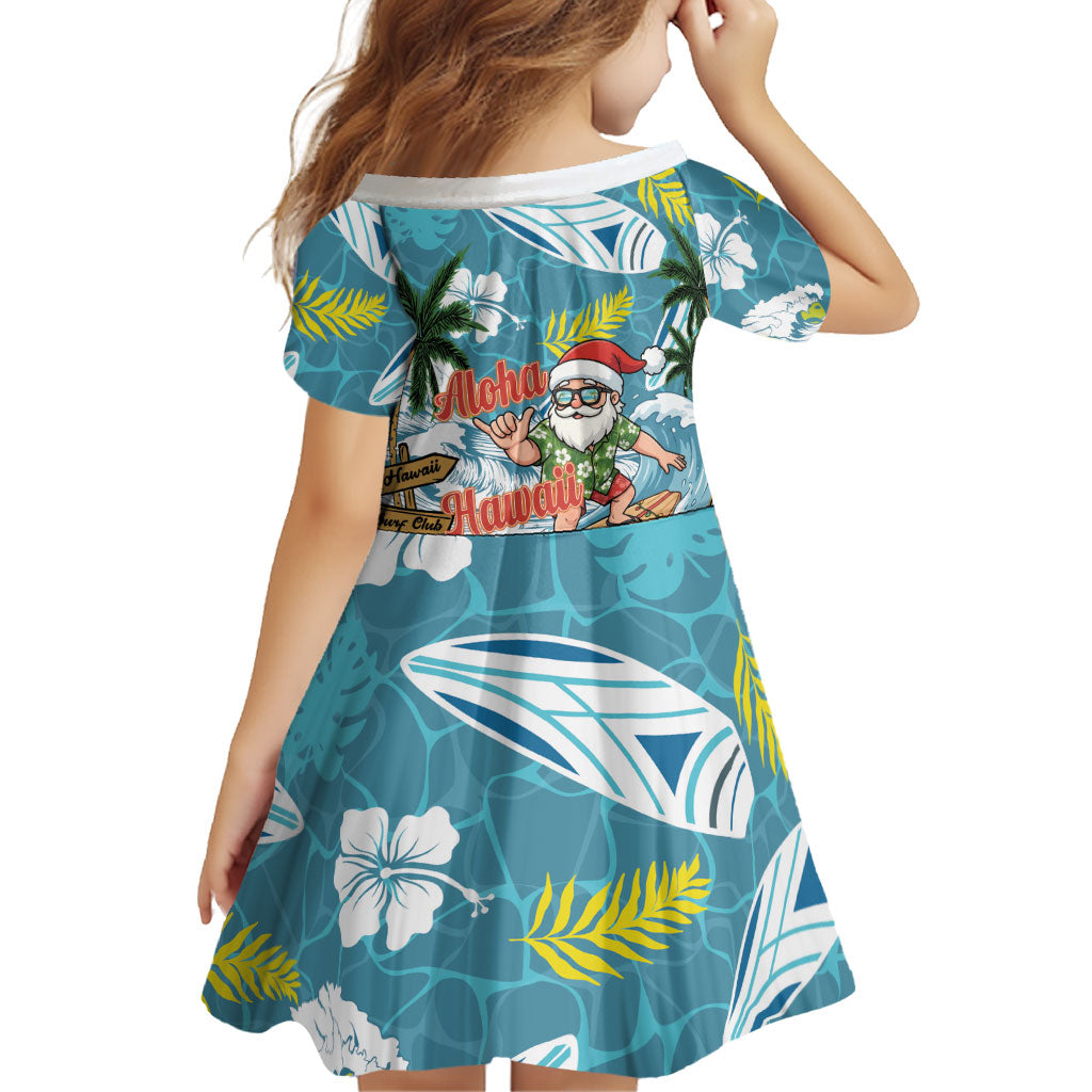 Hawaii Summer Christmas Family Matching Off Shoulder Short Dress and Hawaiian Shirt Surfing Santa Shaka Catch The Wave