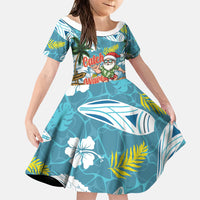 Hawaii Summer Christmas Family Matching Tank Maxi Dress and Hawaiian Shirt Surfing Santa Shaka Catch The Wave