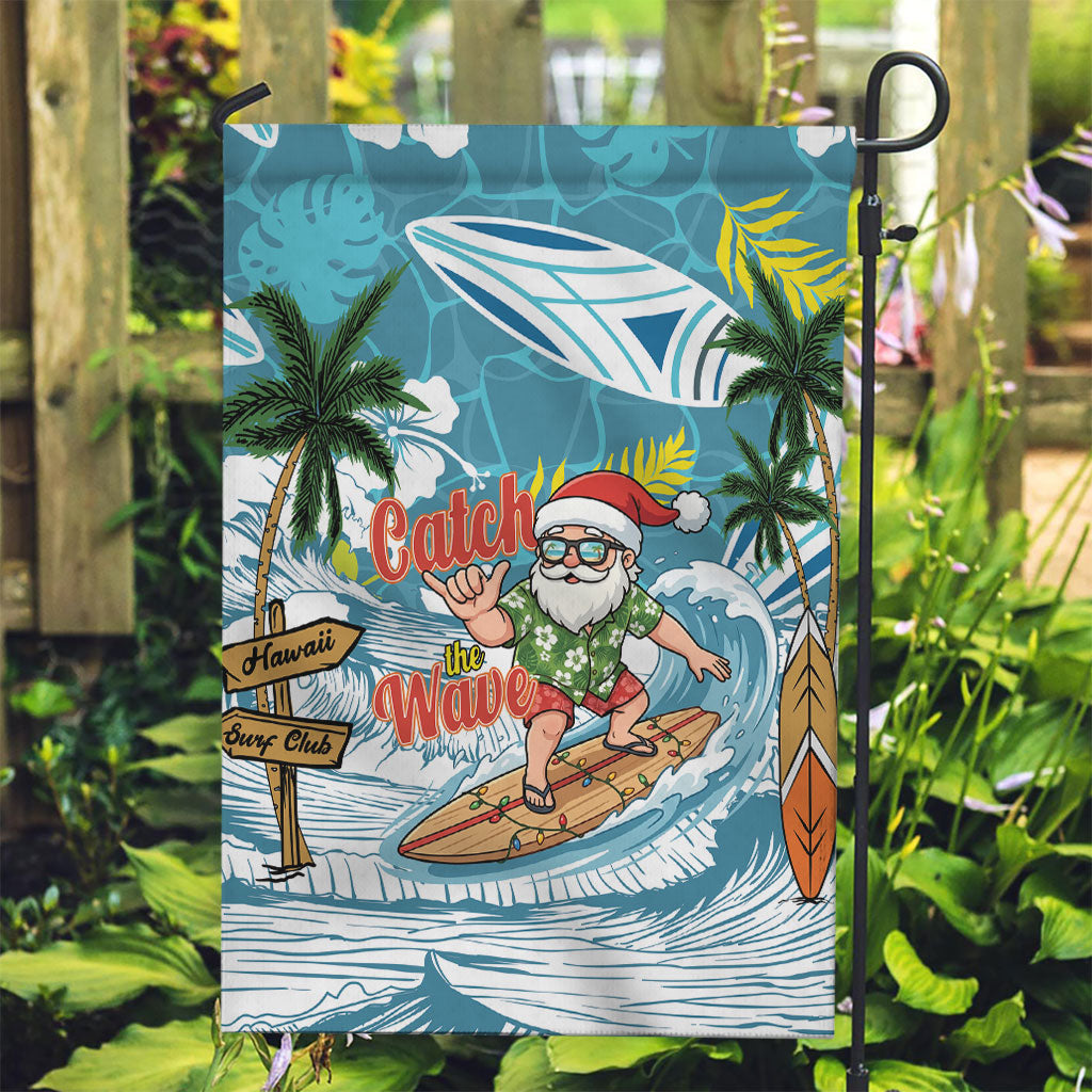 Hawaii Summer Christmas Garden Flag Surfing Santa Shaka Catch The Wave