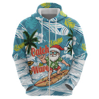 Hawaii Summer Christmas Hoodie Surfing Santa Shaka Catch The Wave