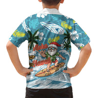 Hawaii Summer Christmas Kid Hawaiian Shirt Surfing Santa Shaka Catch The Wave