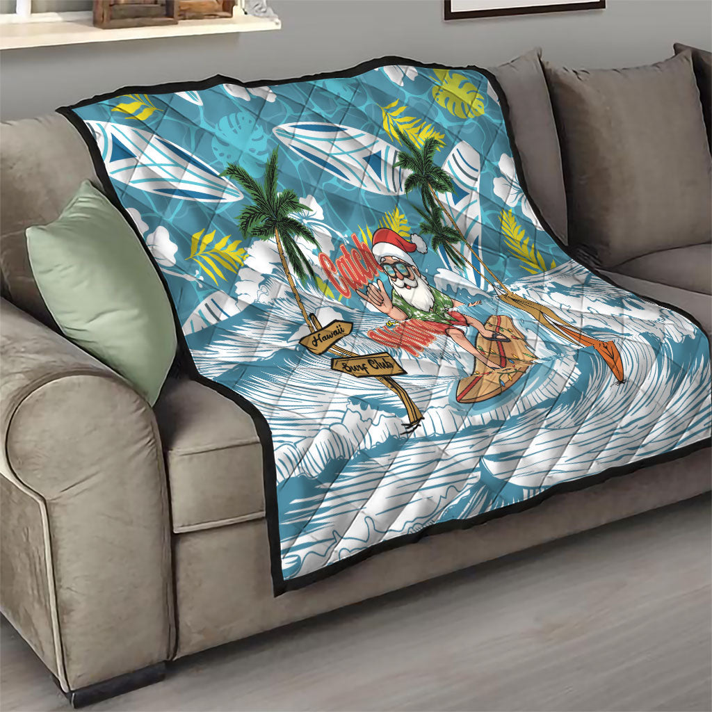 Hawaii Summer Christmas Quilt Surfing Santa Shaka Catch The Wave