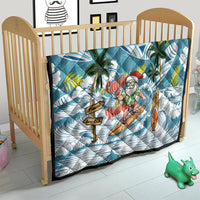 Hawaii Summer Christmas Quilt Surfing Santa Shaka Catch The Wave