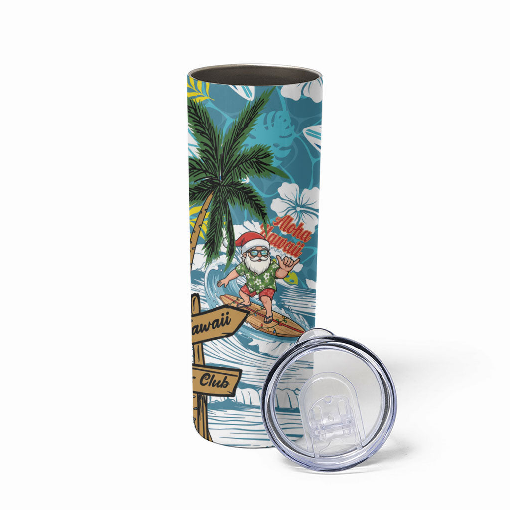 Hawaii Summer Christmas Skinny Tumbler Surfing Santa Shaka Catch The Wave