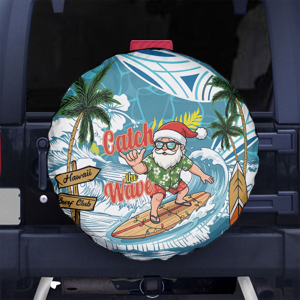 Hawaii Summer Christmas Spare Tire Cover Surfing Santa Shaka Catch The Wave