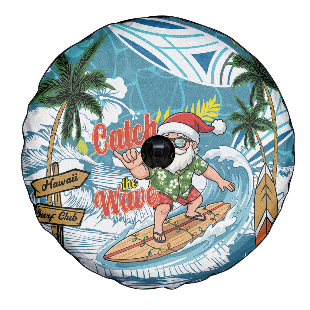 Hawaii Summer Christmas Spare Tire Cover Surfing Santa Shaka Catch The Wave