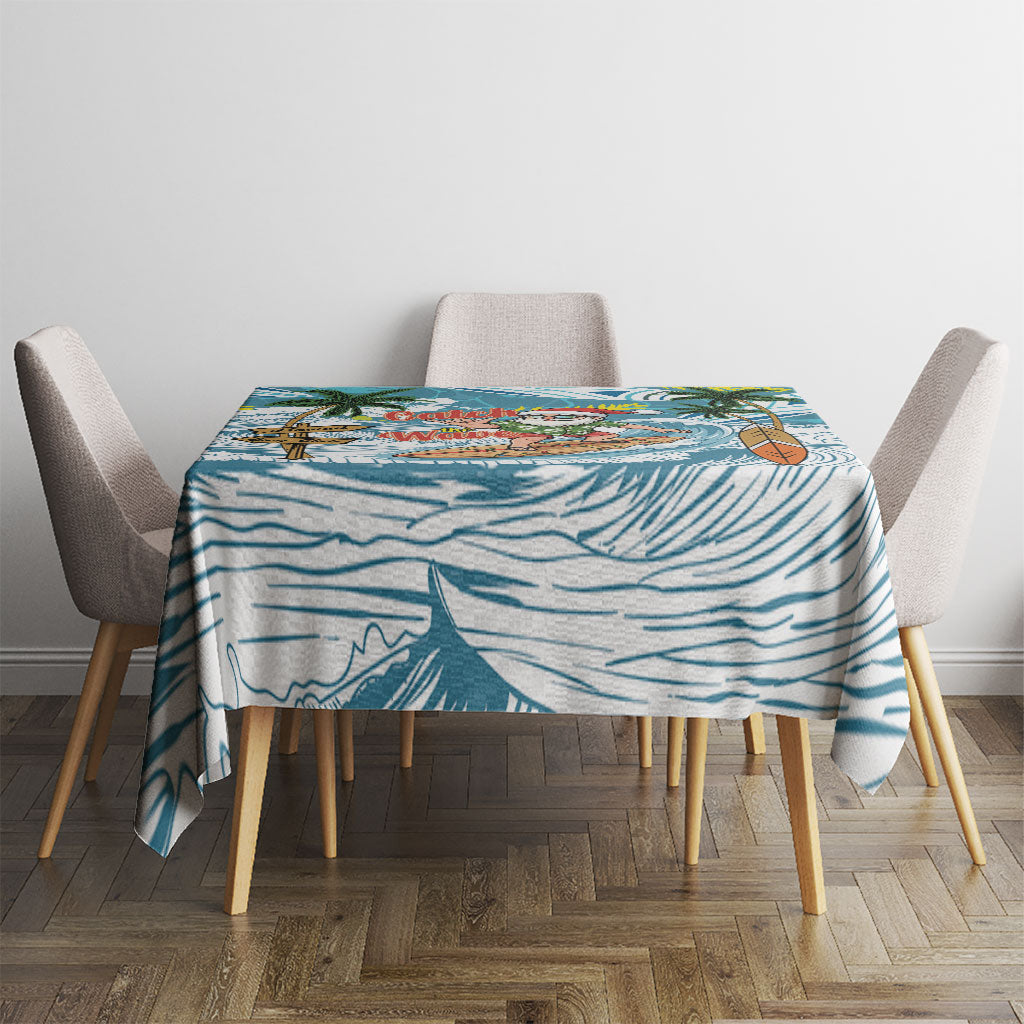 Hawaii Summer Christmas Tablecloth Surfing Santa Shaka Catch The Wave