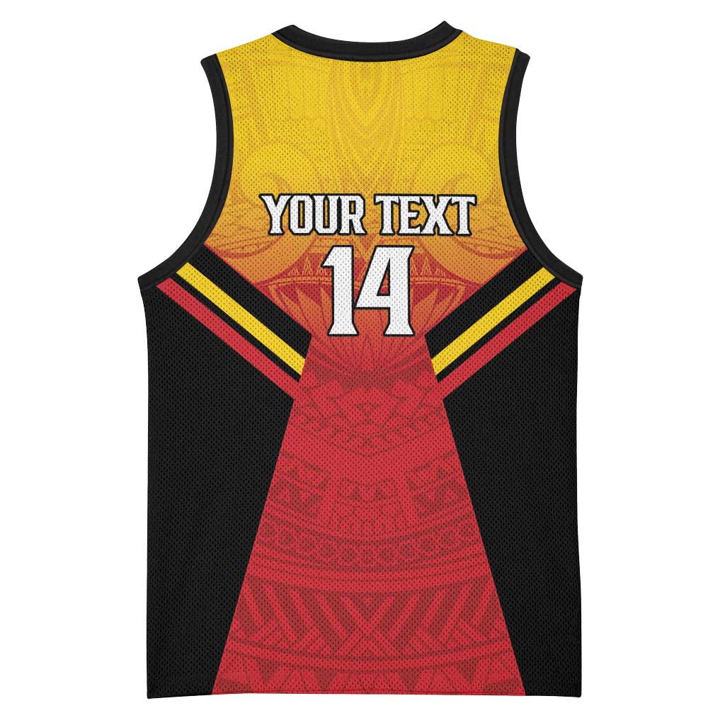 Papua New Guinea Rugby Custom Basketball Jersey Go PNG Hunters Polynesian Pattern - Polynesian Pride