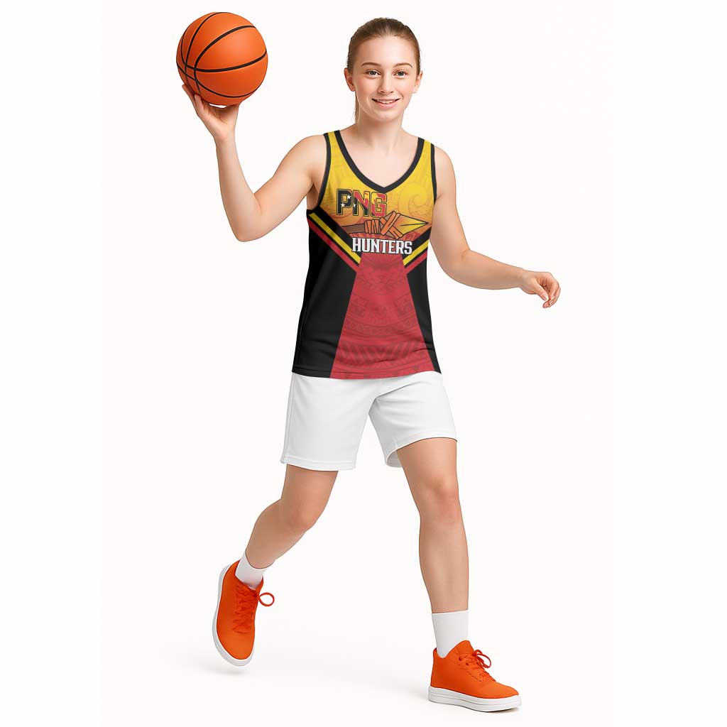 Papua New Guinea Rugby Custom Basketball Jersey Go PNG Hunters Polynesian Pattern - Polynesian Pride