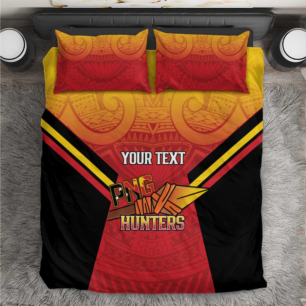 Papua New Guinea Rugby Custom Bedding Set Go PNG Hunters Polynesian Pattern - Polynesian Pride
