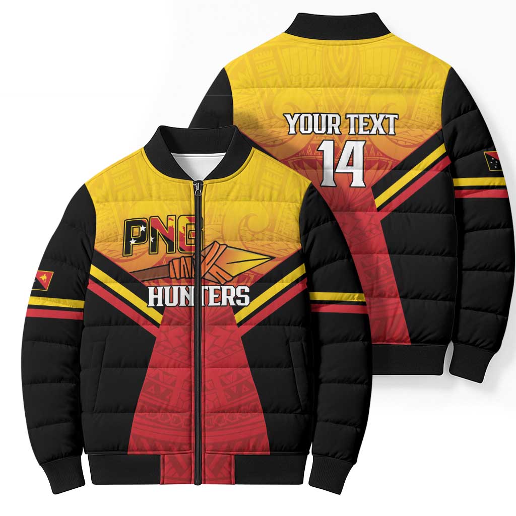 Papua New Guinea Rugby Custom Bomber Puffer Jacket Go PNG Hunters Polynesian Pattern - Polynesian Pride
