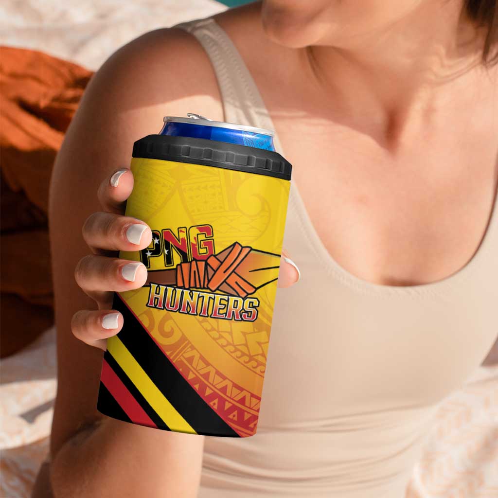 Papua New Guinea Rugby Custom 4 in 1 Can Cooler Tumbler Go PNG Hunters Polynesian Pattern - Polynesian Pride