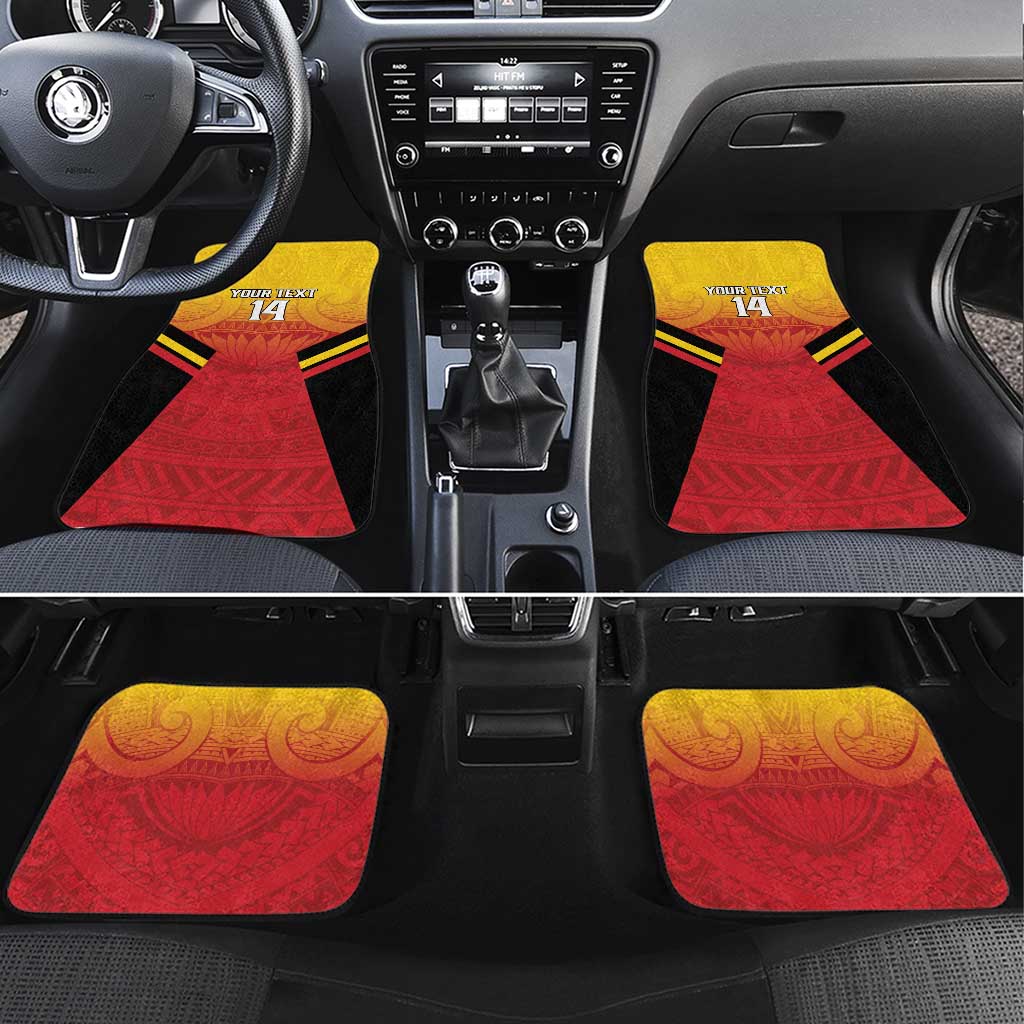 Papua New Guinea Rugby Custom Car Mats Go PNG Hunters Polynesian Pattern LT14 Set 4pcs Red - Polynesian Pride