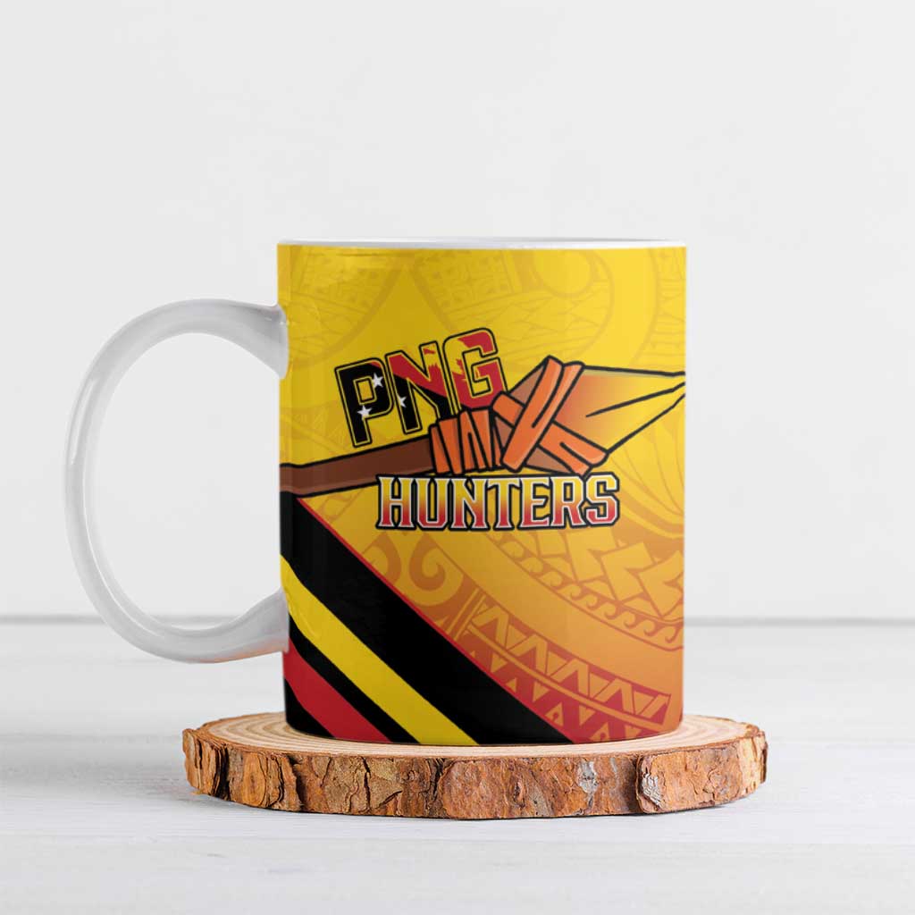 Papua New Guinea Rugby Custom Ceramic Mug Go PNG Hunters Polynesian Pattern - Polynesian Pride