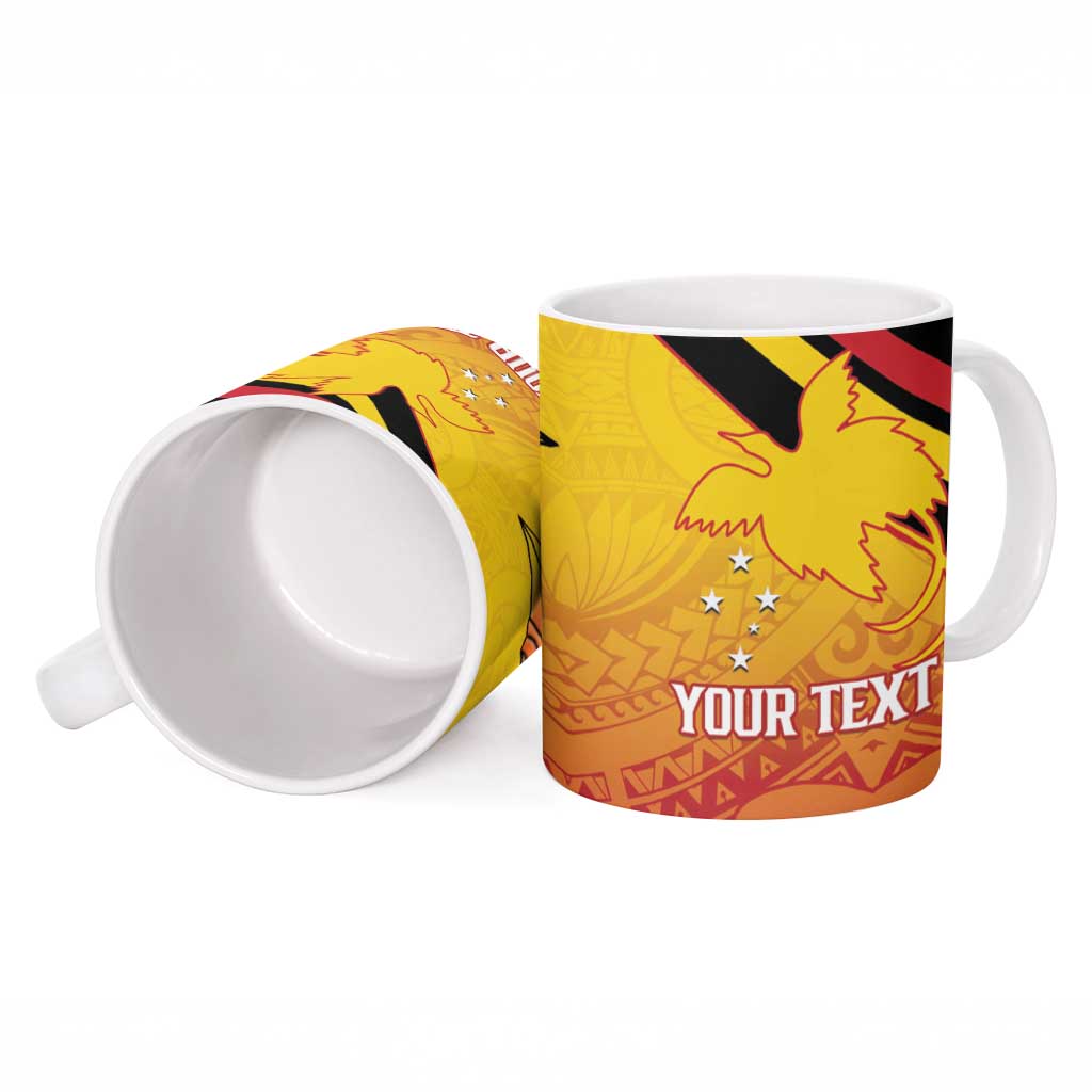 Papua New Guinea Rugby Custom Ceramic Mug Go PNG Hunters Polynesian Pattern - Polynesian Pride