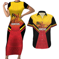 Papua New Guinea Rugby Custom Couples Matching Short Sleeve Bodycon Dress and Hawaiian Shirt Go PNG Hunters Polynesian Pattern - Polynesian Pride