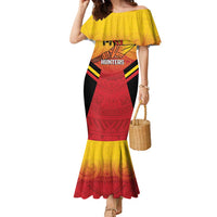 Papua New Guinea Rugby Custom Family Matching Mermaid Dress and Hawaiian Shirt Go PNG Hunters Polynesian Pattern - Polynesian Pride