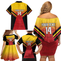 Papua New Guinea Rugby Custom Family Matching Off Shoulder Short Dress and Hawaiian Shirt Go PNG Hunters Polynesian Pattern - Polynesian Pride