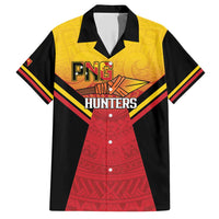 Papua New Guinea Rugby Custom Family Matching Short Sleeve Bodycon Dress and Hawaiian Shirt Go PNG Hunters Polynesian Pattern - Polynesian Pride