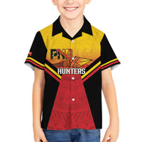 Papua New Guinea Rugby Custom Family Matching Tank Maxi Dress and Hawaiian Shirt Go PNG Hunters Polynesian Pattern LT14 Son's Shirt Red - Polynesian Pride