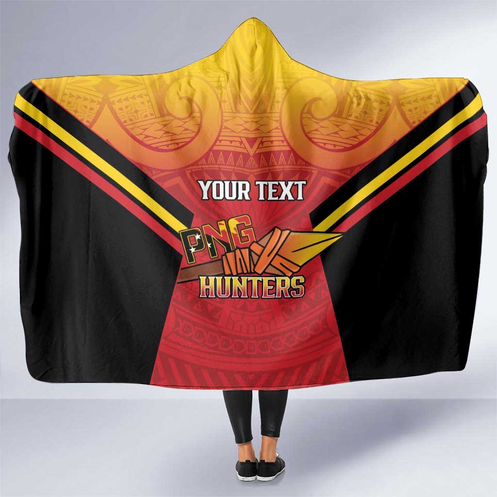 Papua New Guinea Rugby Custom Hooded Blanket Go PNG Hunters Polynesian Pattern - Polynesian Pride