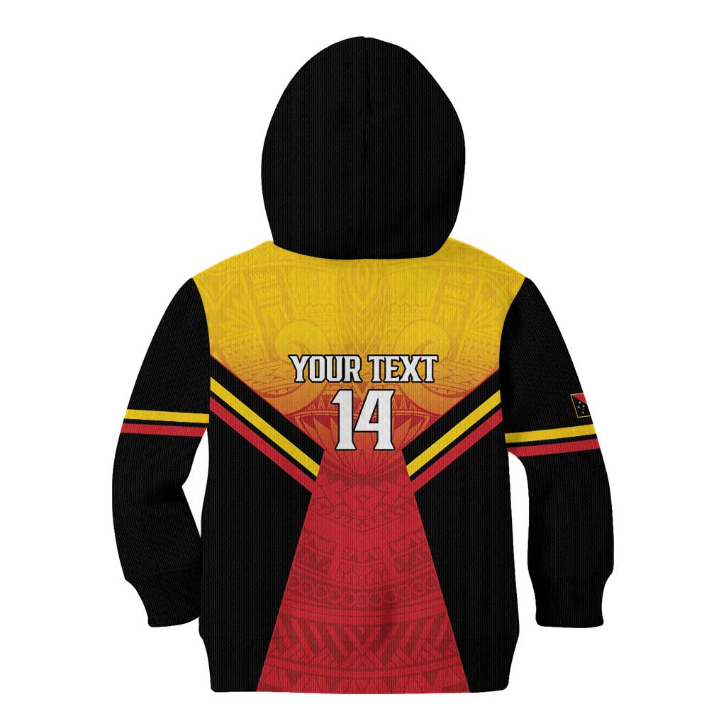 Papua New Guinea Rugby Custom Kid Hoodie Go PNG Hunters Polynesian Pattern - Polynesian Pride
