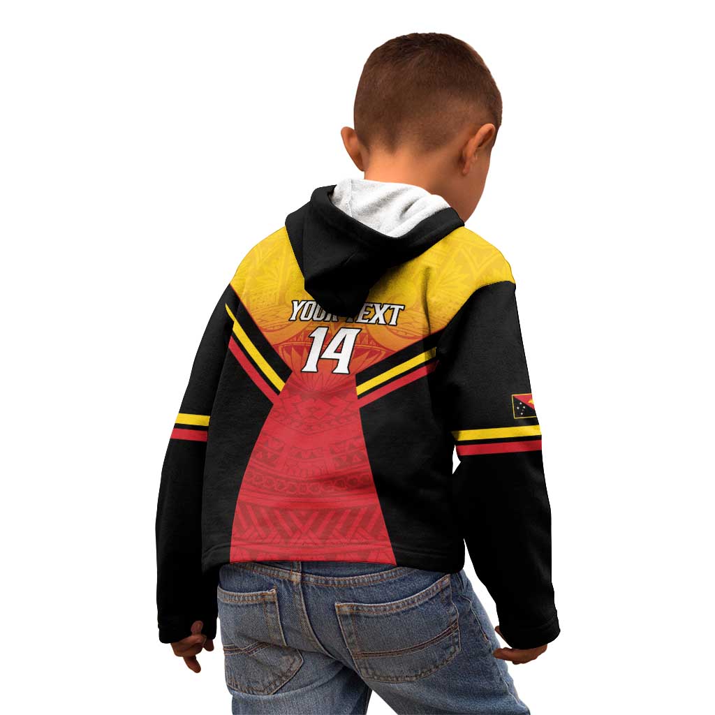 Papua New Guinea Rugby Custom Kid Hoodie Go PNG Hunters Polynesian Pattern - Polynesian Pride
