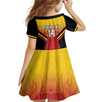 Papua New Guinea Rugby Custom Kid Short Sleeve Dress Go PNG Hunters Polynesian Pattern LT14 - Polynesian Pride
