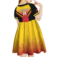Papua New Guinea Rugby Custom Kid Short Sleeve Dress Go PNG Hunters Polynesian Pattern LT14 - Polynesian Pride