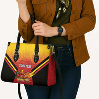 Papua New Guinea Rugby Custom Leather Bag Go PNG Hunters Polynesian Pattern - Polynesian Pride