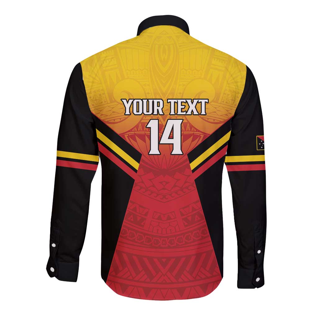 Papua New Guinea Rugby Custom Long Sleeve Button Shirt Go PNG Hunters Polynesian Pattern LT14 - Polynesian Pride